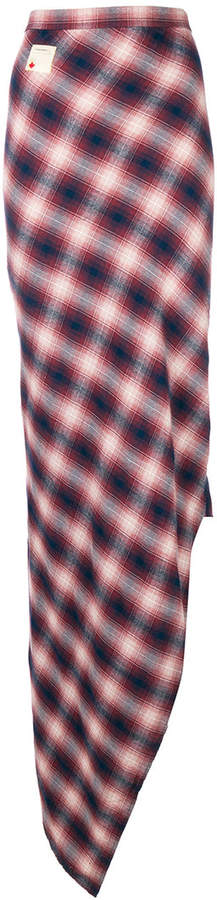 asymmetric tartan maxi skirt