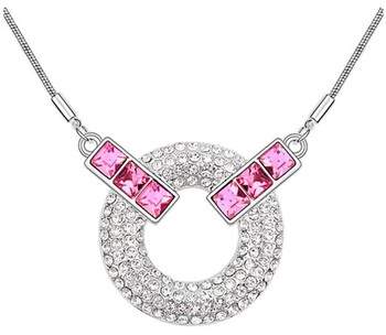 Blue Pearls Kette Kreis-Kette mit rosafarben Swarovski Elements