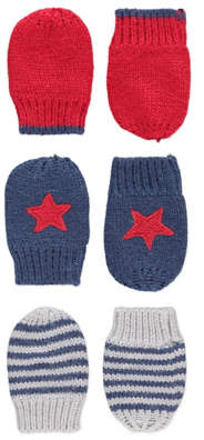 3 Pack Assorted Knitted Mittens