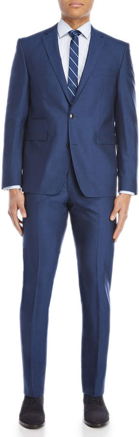 Two-Piece Solid Blue Stretch Suit