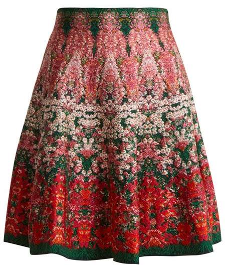 Flowerbed jacquard-knit mini skirt