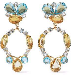 Gold-Tone Quartz And Crystal Earrings
