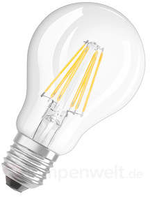 LED-Filamentlampe E27 6,5W, warmweiß, dimmbar