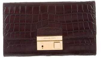 Michael Kors Embossed Gia Clutch - BROWN - STYLE
