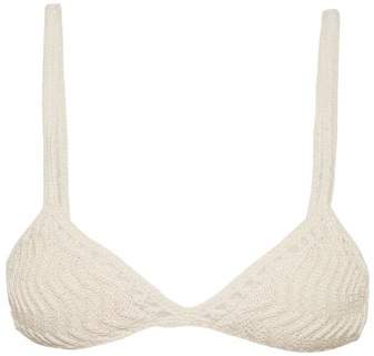 Laharia Chevron Crochet Triangle Bikini Top - Womens - Cream