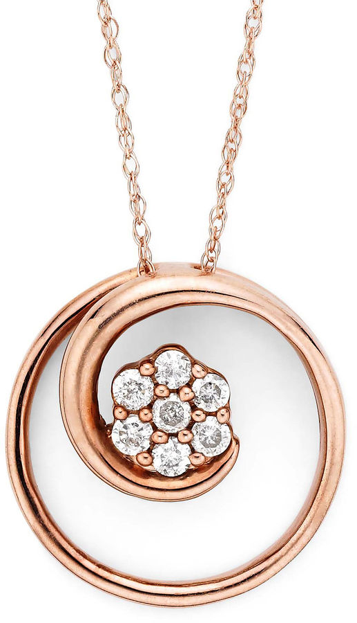 JCPenney FINE JEWELRY diamond blossom 1/6 CT. T.W. Diamond 10K Rose