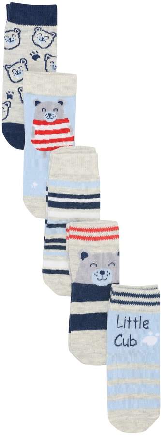Bear print socks five pack