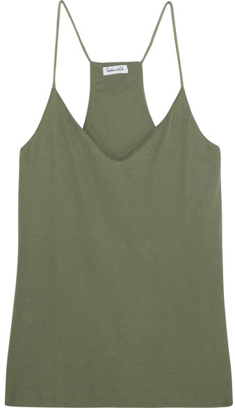 Sandwashed Ribbed-knit Camisole - Army green