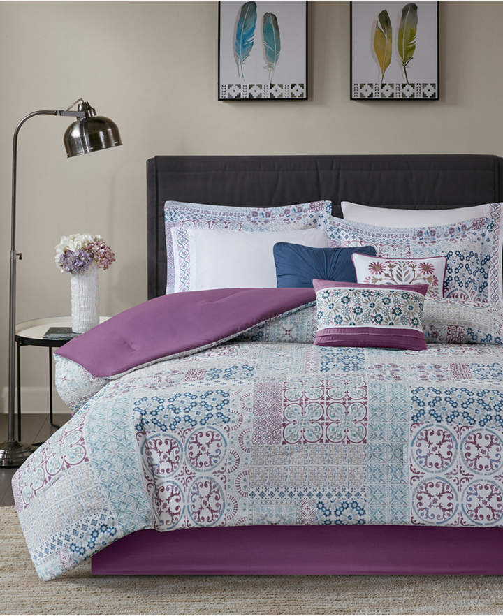 Madison Park Alhambra 9-Pc. Patchwork-Print King Comforter Set Bedding
