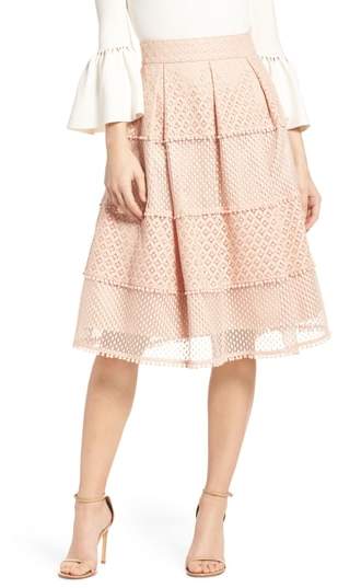 Banded Lace Midi Skirt