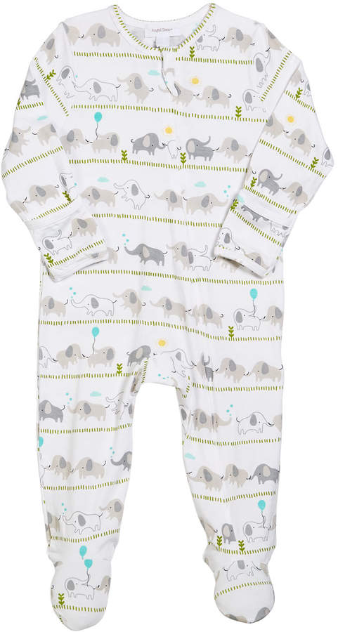 Striped Elephant Zip-Front Footie Pajamas, Size 0-9 Months