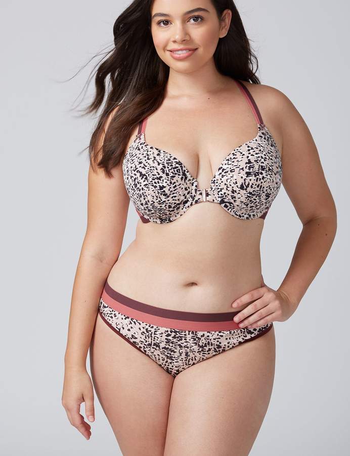 Cotton Wide-Side Thong Panty with Striped Waistband