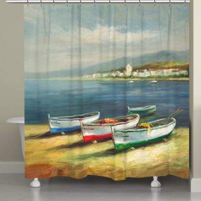 Laural Home® Boats on the Beach Shower Curtain
