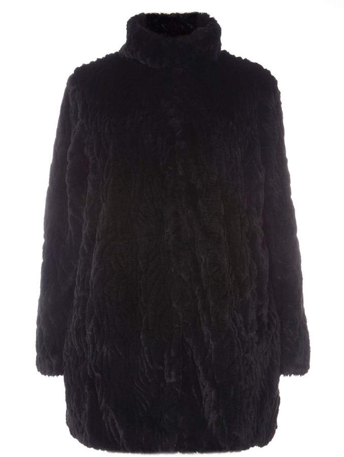 DP Curve Black Longline Faux Fur Coat