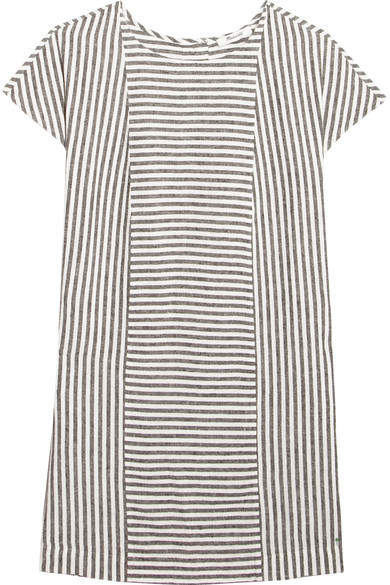  Daphne Striped Linen-blend Mini Dress - Gray