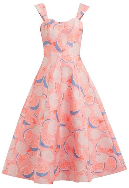 Lemon-print cotton-blend dress