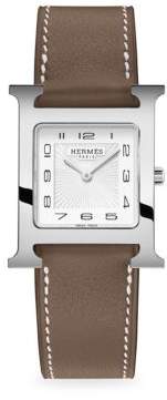 Hermes Watches Heure H, Stainless Steel & Leather Strap Watch