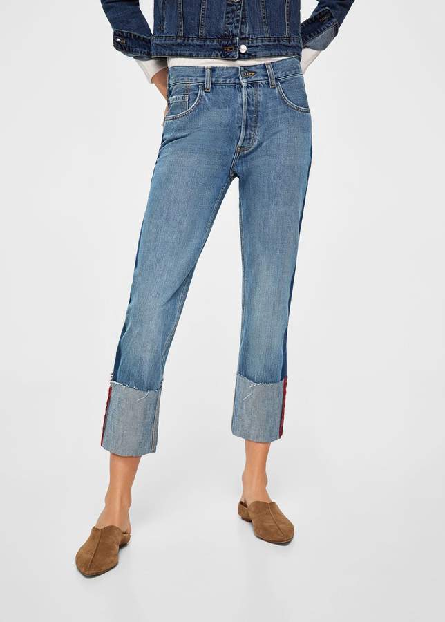 Straight Jeans mit Umschlag