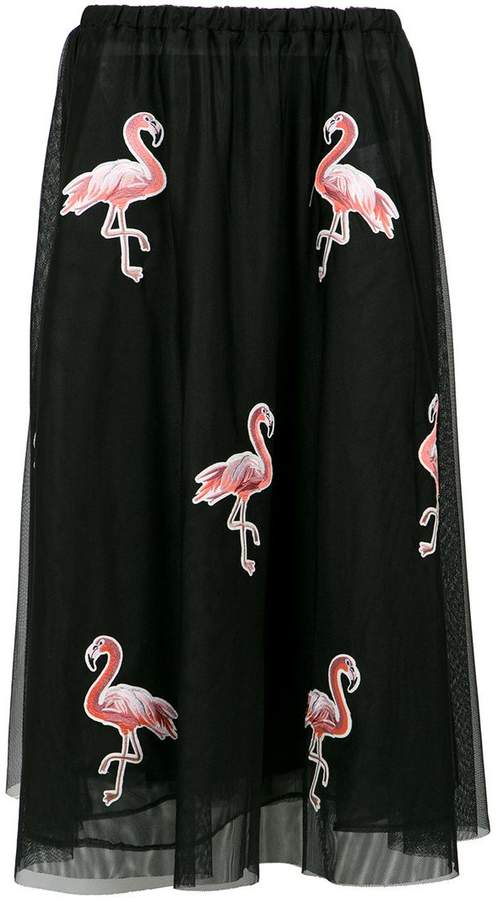 Olympiah flamingo patches tulle skirt