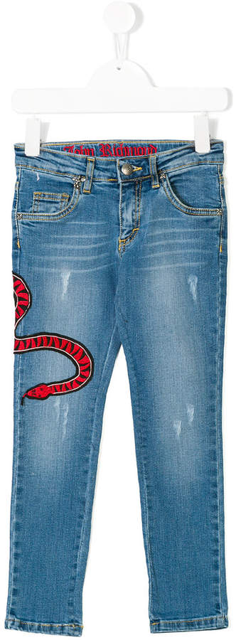 John Richmond Kids snake embroidered jeans
