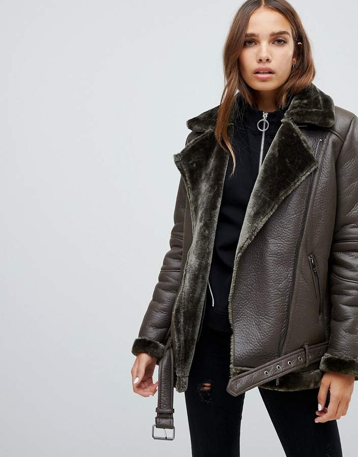 faux leather shearling Jacket