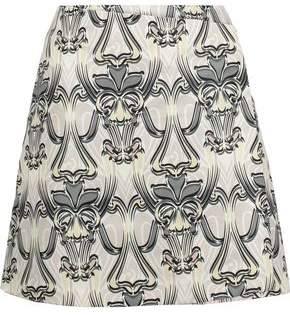 Wrap-Effect Printed Faille Mini Skirt