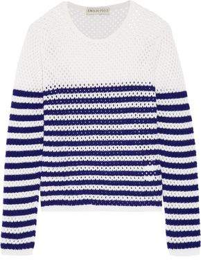 Striped Open-Knit Cashmere Sweater