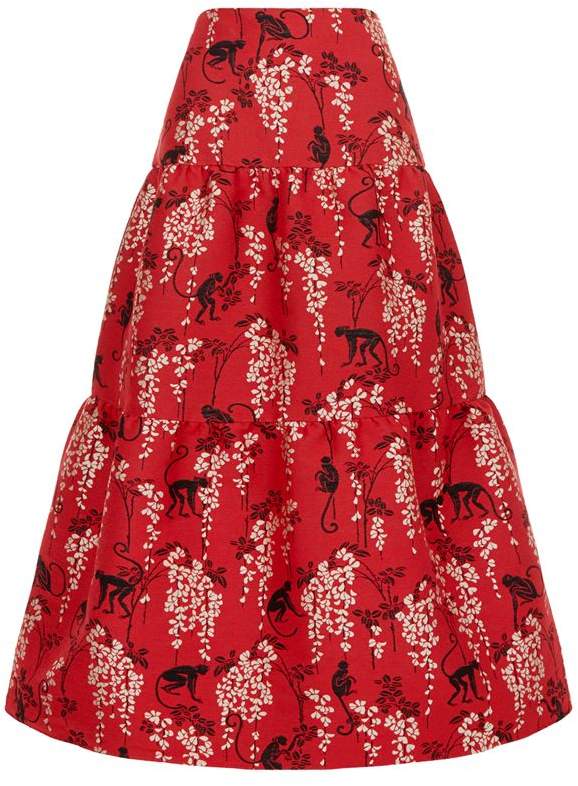Jacquard Monkey Midi Skirt