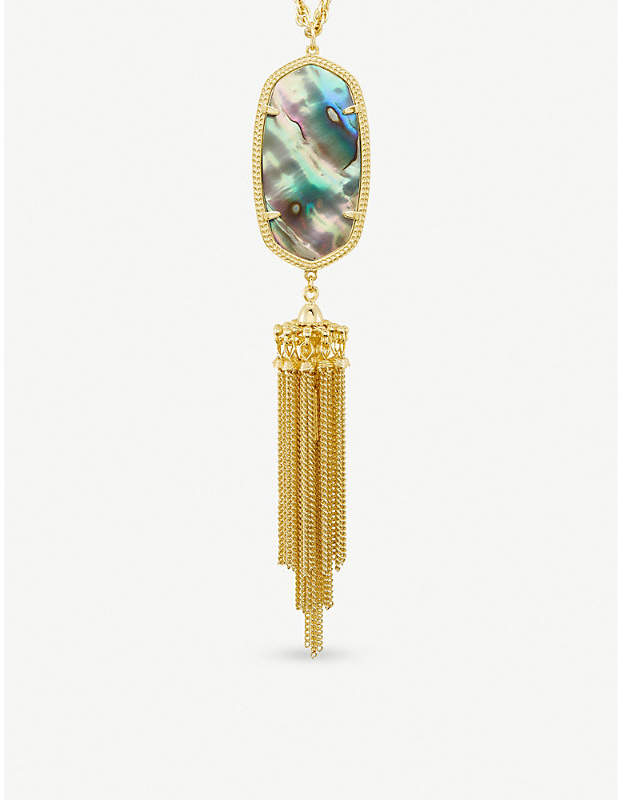 Rayne 14ct gold-plated and abalone shell long pendant necklace