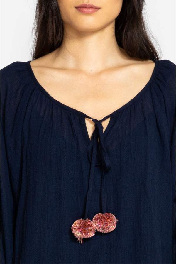 | Gauze Split Sleeve Top | Size Xl | Blue