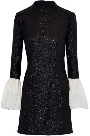 Organza-Paneled Sequined Tulle Mini Dress