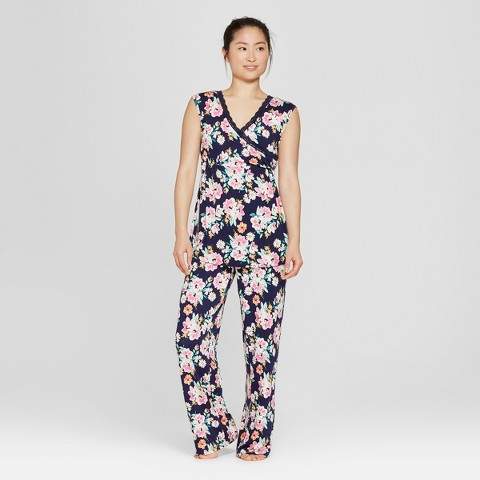 Women's Nursing Top and Pant Pajama Set - Floral
