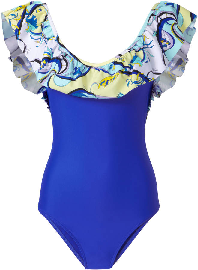 Electric Blue Ruffle One Piece Swimsuit