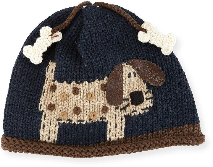 Art Walk Woof Woof Knit Baby Hat, Blue