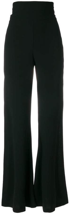 high side slit flared trousers