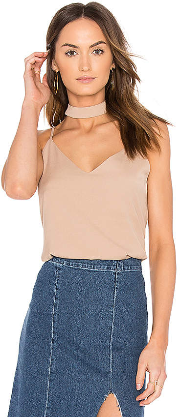 Neck Band Strappy Cami in Beige