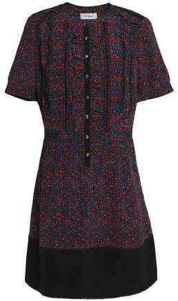 Ruffle-Trimmed Floral-Print Crepe Mini Dress