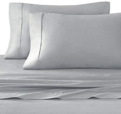 Stay Tuck 450-Thread-Count Cotton Sateen King Pillowcases in Silver (Set of 2)