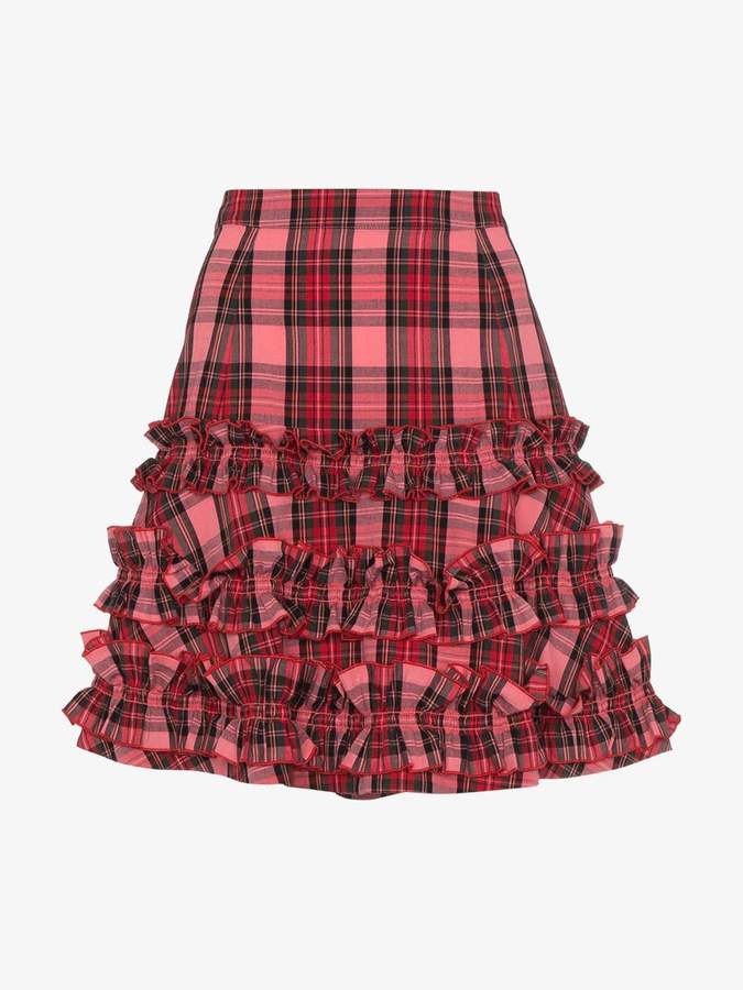 Molly Goddard tartan ruffle A-line skirt