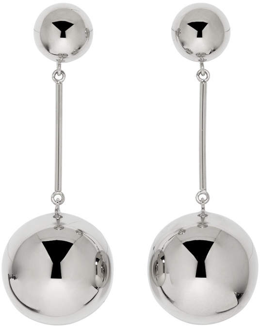 Silver Sphere Drop Earrings