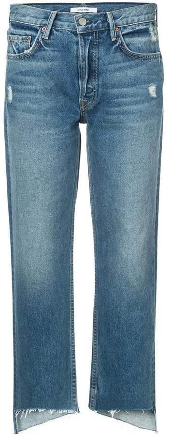 Cropped-Jeans mit unbearbeitetem Saum