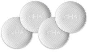 Set of Four Personalized Wicker White Canape Plates