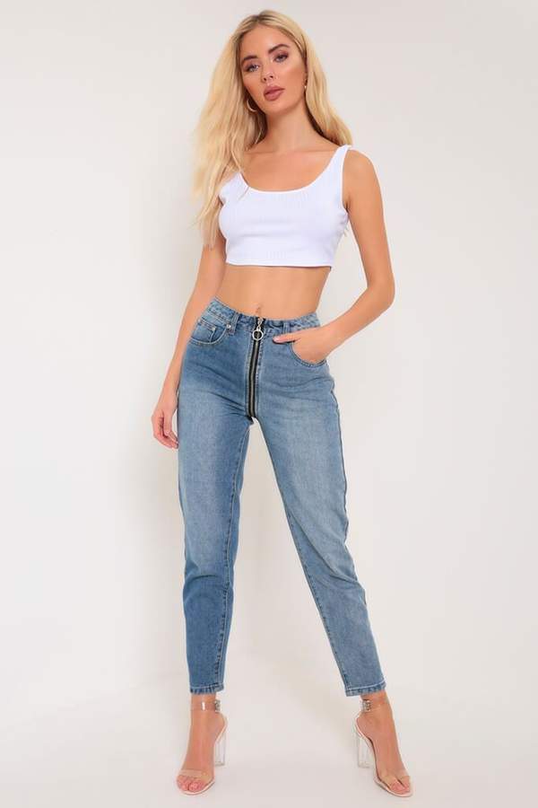 Isawitfirst Mid Wash Zip Through Skinny Jeans