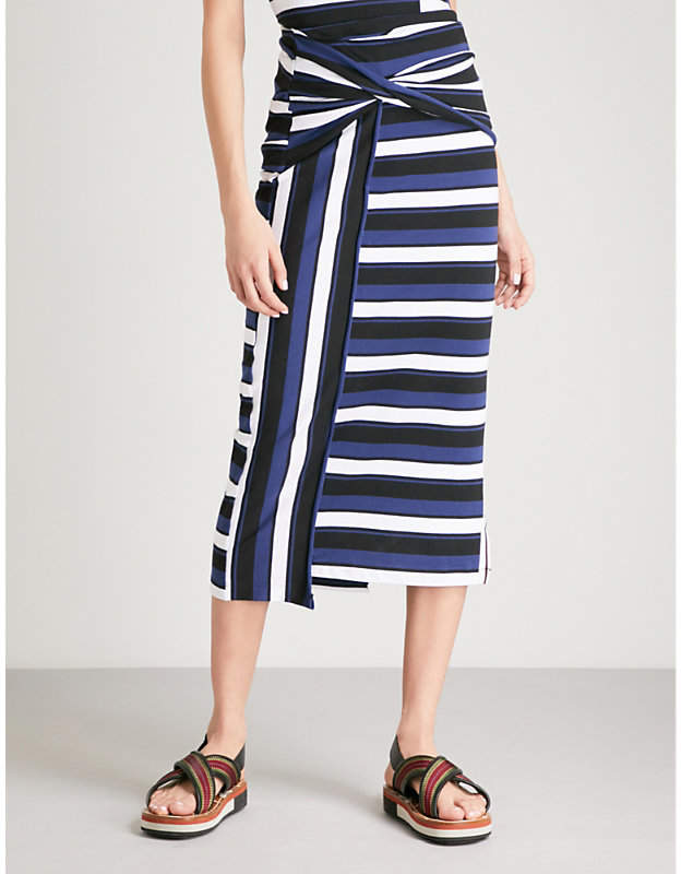 Striped cotton-jersey maxi skirt