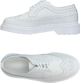 dr martens willis white leather studded flat shoes