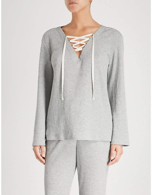 Skin Elyse cotton-blend pyjama top