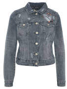 QS designed by Jeansjacke, Vogel-Stickerei, Destroyed-Look