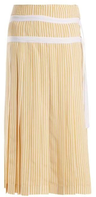 Clyde pleated striped silk wrap skirt