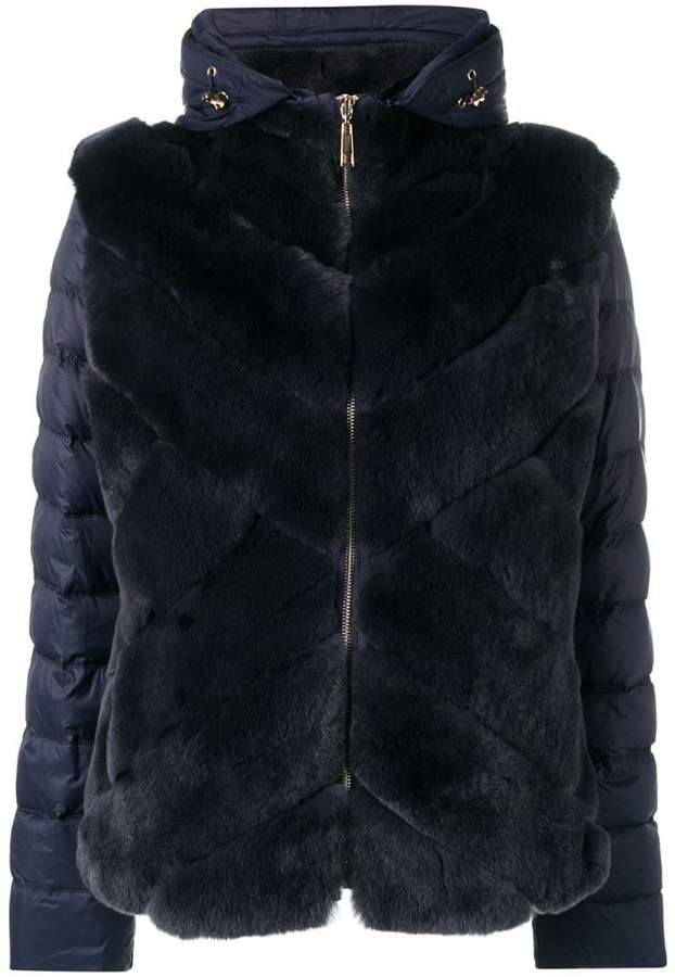 Liska rabbit fur padded hooded jacket