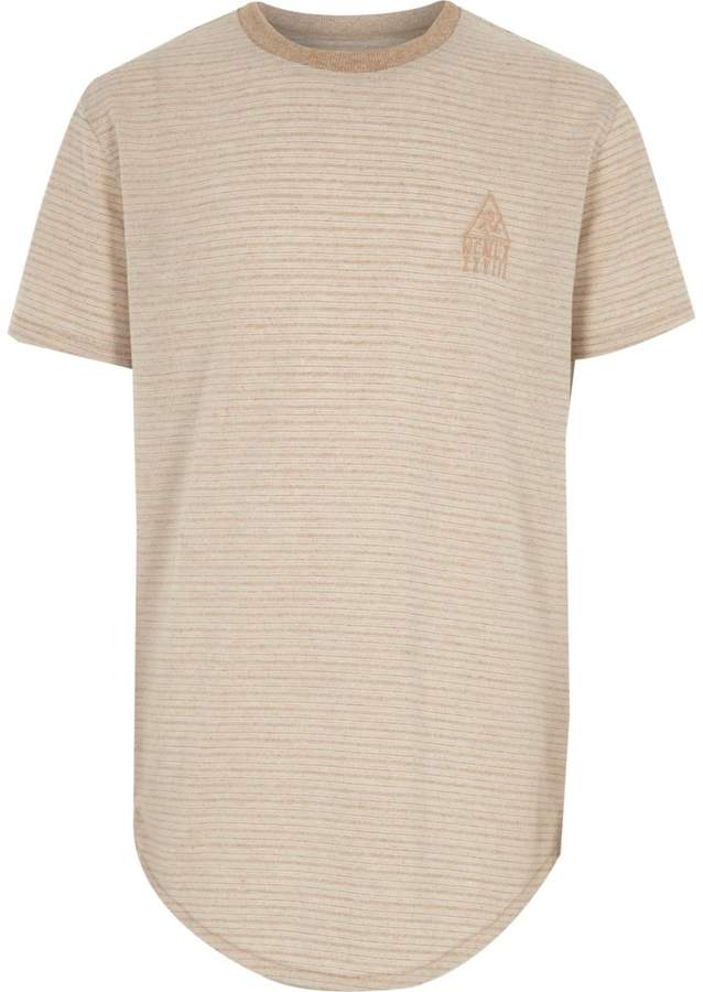 Boys Beige embroidered short sleeve T-shirt